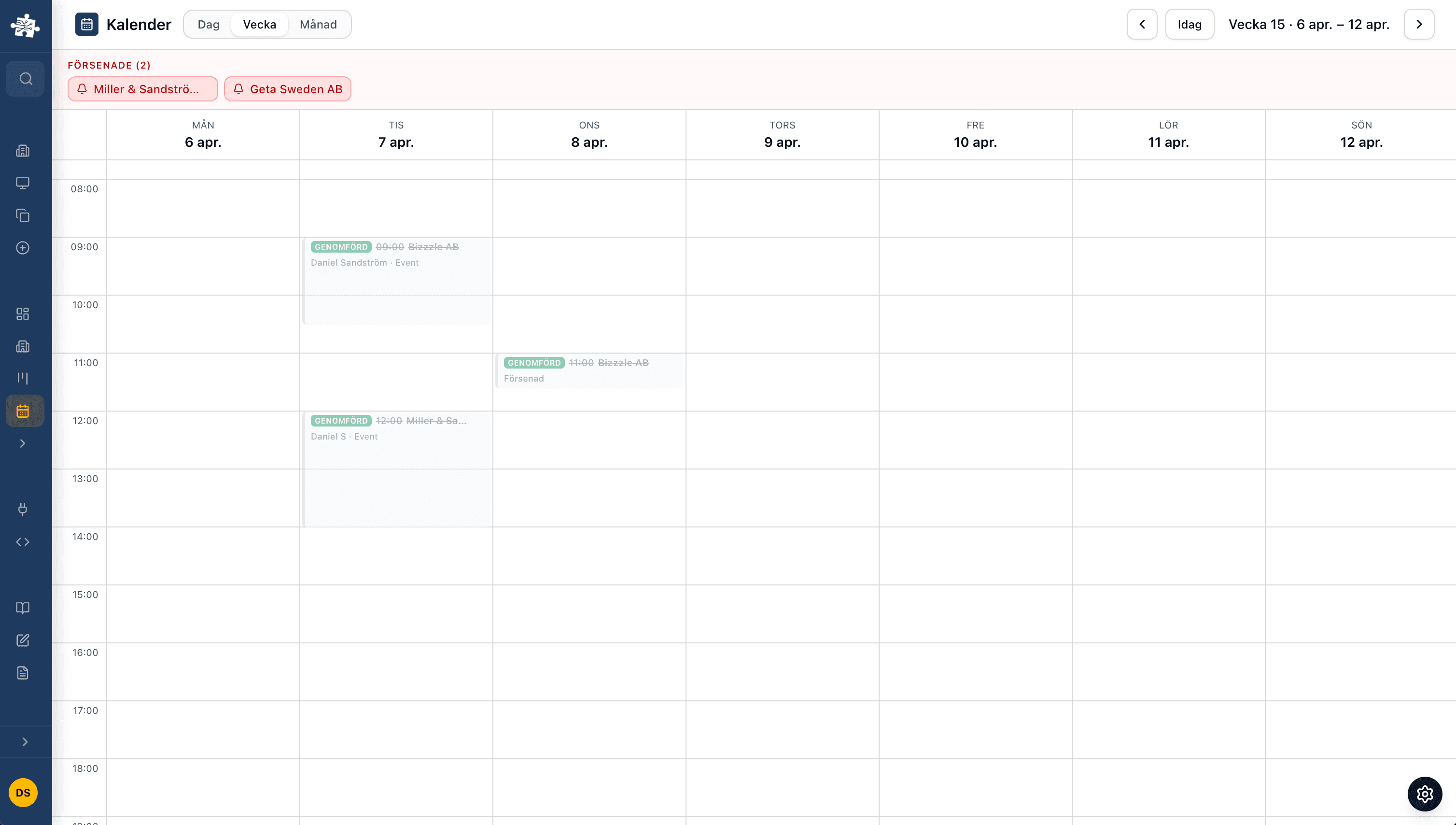 Bizzzle kalender med tvåvägs Gmail- och Outlook-synk